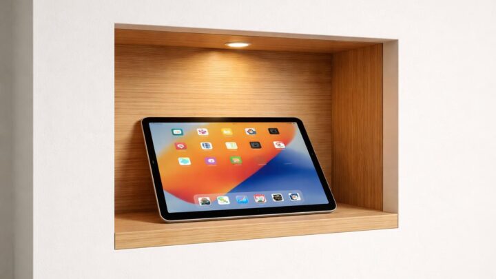 iPad : intégrer dans une niche murale avec finition pro (placo/bois)