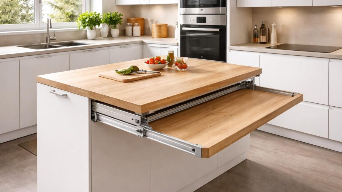 Cuisine : installer un système de plan de travail coulissant pour gagner de la place