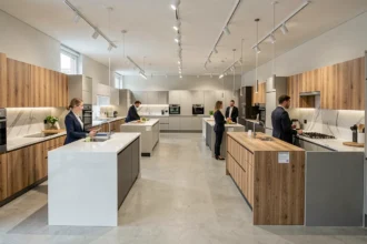 Showroom de cuisinistes dans le Grand Est avec plusieurs modèles de cuisines exposés
